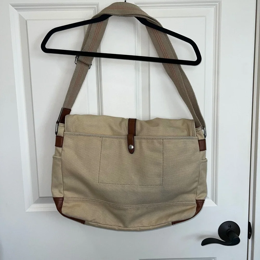 Fossil Canvas Leather Corners Crossbody Messenger Bag Y2K